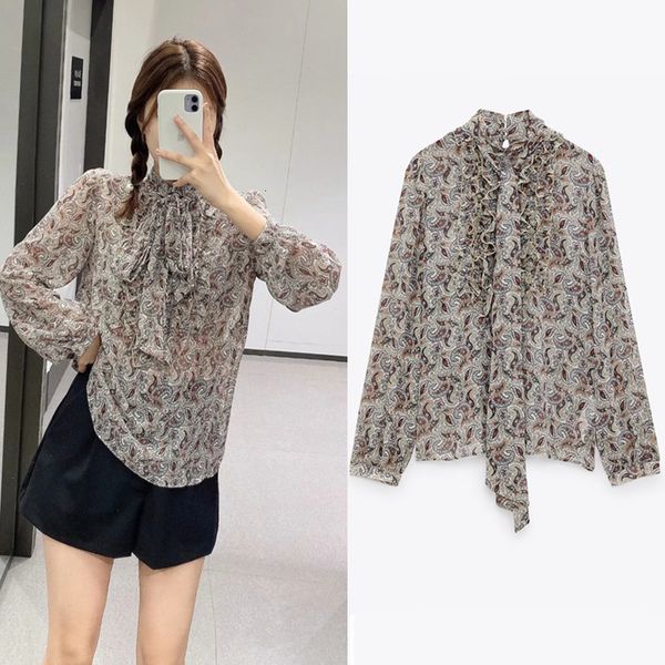 2021 new women bow printed blouse woman vintage high neck tied ruffle long sleeve fashion back button laddies 99n4, White
2021 new women bow printed blouse woman vintage high neck tied ruffle long sleeve fashion back button laddies 99n4, White