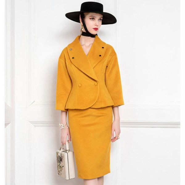 2 pieces sets office lady skirt suits women autumn winter wool warm short blazer suit jackets knee length midi skirts outfits1, White
2 pieces sets office lady skirt suits women autumn winter wool warm short blazer suit jackets knee length midi skirts outfits1, White