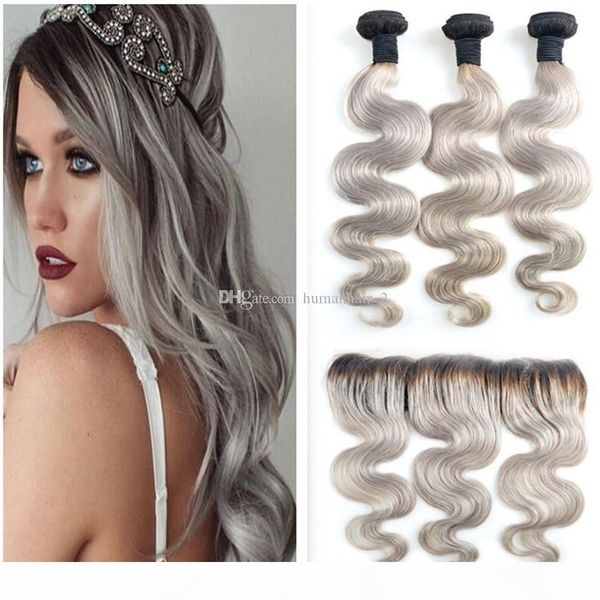 ombre 1b grey peruvian human hair body wave 3 bundles with lace frontal closure dark roots gray ombre hair extensions 4pcs, Black;brown
ombre 1b grey peruvian human hair body wave 3 bundles with lace frontal closure dark roots gray ombre hair extensions 4pcs, Black;brown