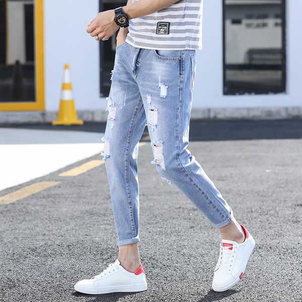 2020 selling new jeans men spring ankle-length pencil trousers classic fashion hole style denim skinny jeans ,size 28-36, Blue
2020 selling new jeans men spring ankle-length pencil trousers classic fashion hole style denim skinny jeans ,size 28-36, Blue