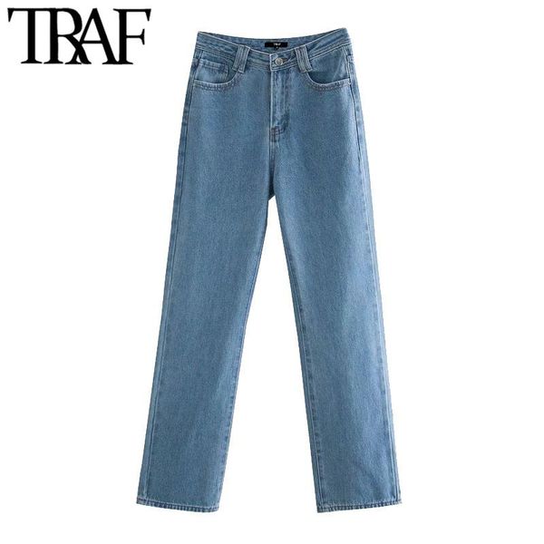 women's jeans traf women chic fashion side pockets straight vintage high waist zipper female trousers denim pants mujer, Blue
women's jeans traf women chic fashion side pockets straight vintage high waist zipper female trousers denim pants mujer, Blue