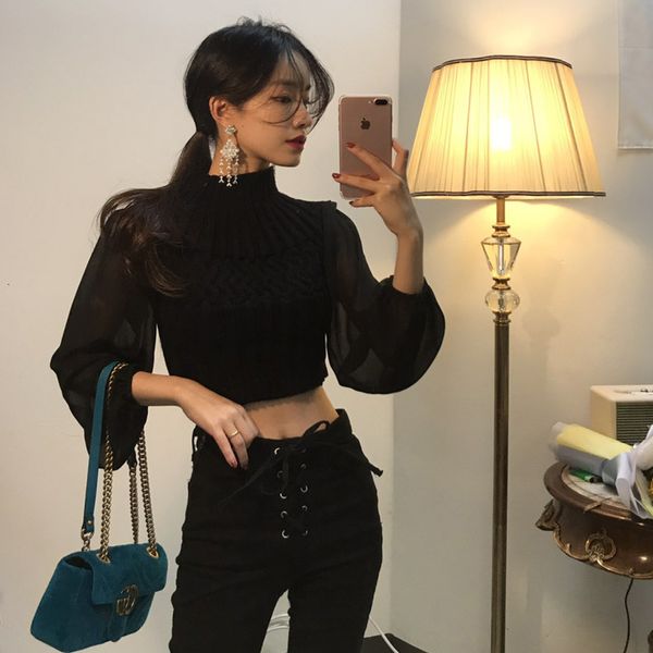 2021 new retro-feminine knitting sweater mock neck shreds fine lantern sleeves cut from winter mesh 522l, White;black
2021 new retro-feminine knitting sweater mock neck shreds fine lantern sleeves cut from winter mesh 522l, White;black