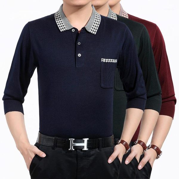 2020 autumn middle-aged men fold-down collar long sleeve thin t-shirt fashion solid color business sweater men's1, White;black
2020 autumn middle-aged men fold-down collar long sleeve thin t-shirt fashion solid color business sweater men's1, White;black