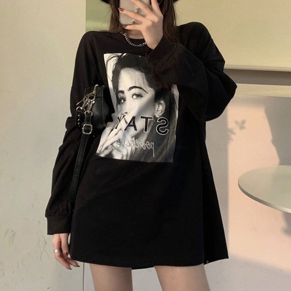 2021 new korean version t-shirt fashion loose thin simple spring printing round neck long sleeve urdl, White
2021 new korean version t-shirt fashion loose thin simple spring printing round neck long sleeve urdl, White