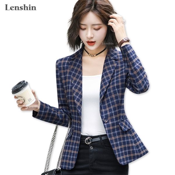 lenshin soft and comfortable high-quality plaid jacket with pocket office lady casual style blazer women wear single button coat y201026, White;black
lenshin soft and comfortable high-quality plaid jacket with pocket office lady casual style blazer women wear single button coat y201026, White;black