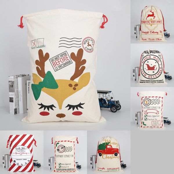 2020 50*70cm canvas gifts bag drawstring sugar santa sacks elk merry christmas decorations party heavy pouch 10 9by g2