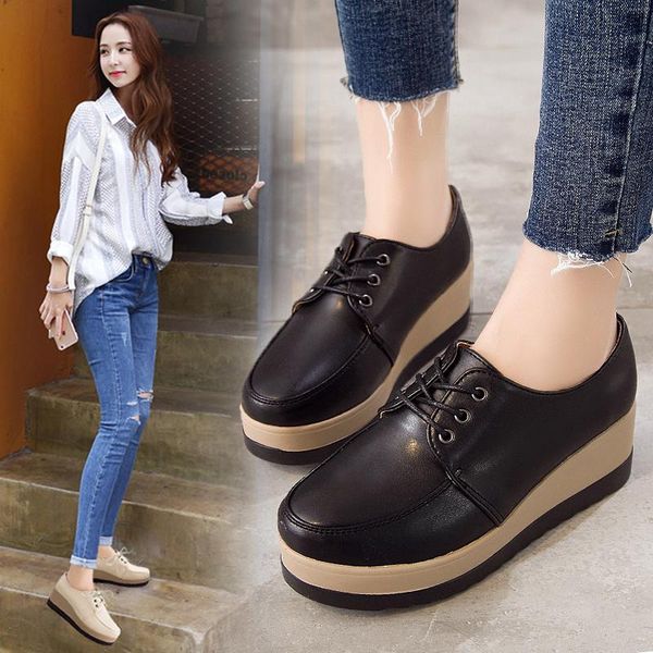women platform leather shoes fashion high heels 5cm increasing ladies dress footwear luxury pumps shoes for woman, Black
women platform leather shoes fashion high heels 5cm increasing ladies dress footwear luxury pumps shoes for woman, Black