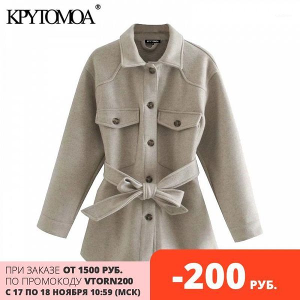 kpytomoa women 2020 fashion with belt loose jacket coat vintage long sleeve pockets female outerwear chic 1, Black;brown
kpytomoa women 2020 fashion with belt loose jacket coat vintage long sleeve pockets female outerwear chic 1, Black;brown