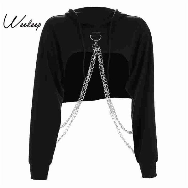 weekeep black cropped hooded sweatshirt women loose chain patchwork pullover hoodie fashion streetwear sweat femme hoodies top
weekeep black cropped hooded sweatshirt women loose chain patchwork pullover hoodie fashion streetwear sweat femme hoodies top