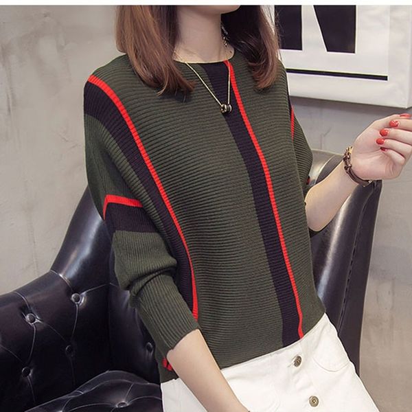 women striped sweaters and pullovers fall fashion female new arrival knitted pullover loose elegant cotton pull jumper y200116, White;black
women striped sweaters and pullovers fall fashion female new arrival knitted pullover loose elegant cotton pull jumper y200116, White;black