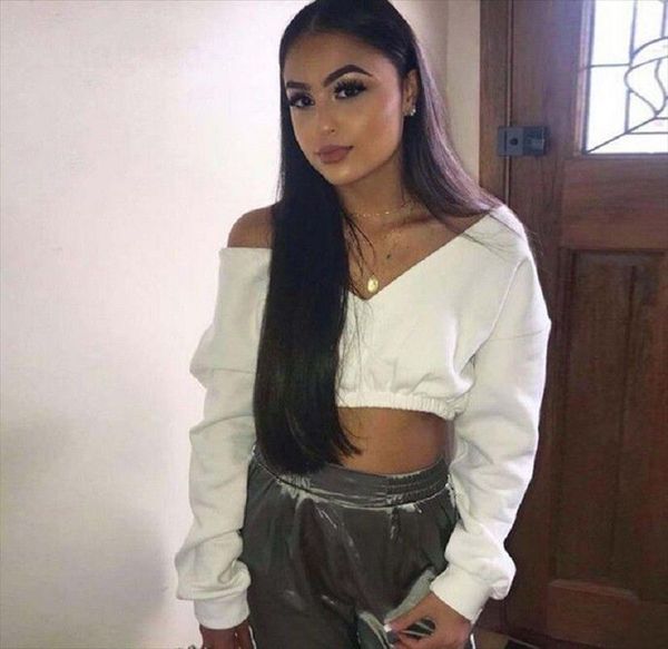 2020 осень женщины сыпучие swetshirt стильный длинным рукавом crop top v шеи пуловер модная одежда s xl drop доставка, Black
2020 осень женщины сыпучие swetshirt стильный длинным рукавом crop top v шеи пуловер модная одежда s xl drop доставка, Black