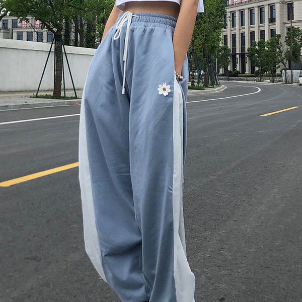 blue white 2021 new contrast high belt women rope loose female pants streetwear 96ms, Black;white
blue white 2021 new contrast high belt women rope loose female pants streetwear 96ms, Black;white