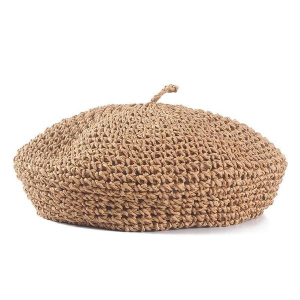 berets spring summer women's beret straw hat retro literary pure color painter, Blue;gray
berets spring summer women's beret straw hat retro literary pure color painter, Blue;gray
