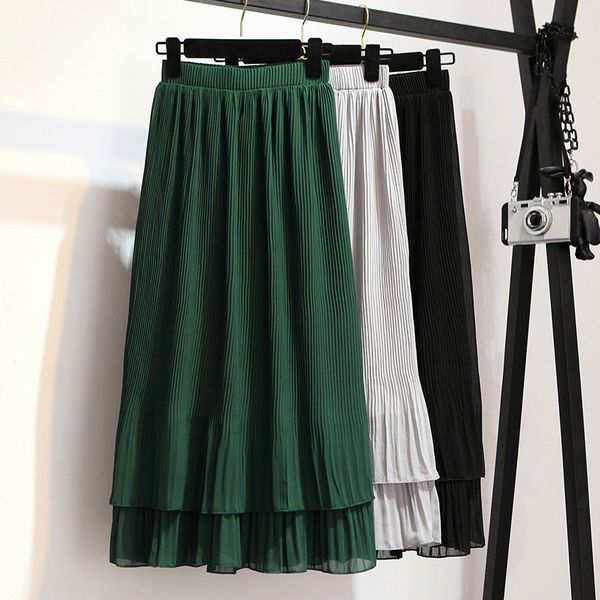 2020 new spring summer skirts women chiffon solid long skrits casual female elastic pleated high waist ruffles skirt 1014, Black
2020 new spring summer skirts women chiffon solid long skrits casual female elastic pleated high waist ruffles skirt 1014, Black