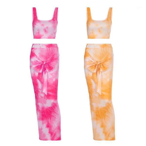 women tie-dye 2pcs outfits sleeveless crop bodycon bandage long skirt m7dd1, White
women tie-dye 2pcs outfits sleeveless crop bodycon bandage long skirt m7dd1, White