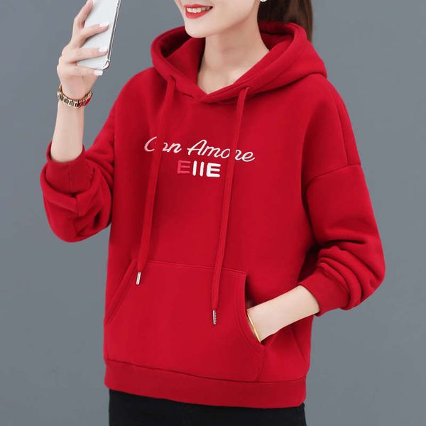 year's sweater women's plush thickened hooded red 2020 new autumn / winter loose fashion foreign style top, Black
year's sweater women's plush thickened hooded red 2020 new autumn / winter loose fashion foreign style top, Black