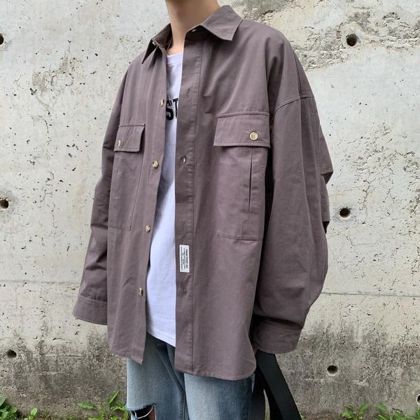 men's casual shirts 2021 spring and autumn youth solid color japanese label embroidery long sleeve shirt fashion loose top, White;black
men's casual shirts 2021 spring and autumn youth solid color japanese label embroidery long sleeve shirt fashion loose top, White;black