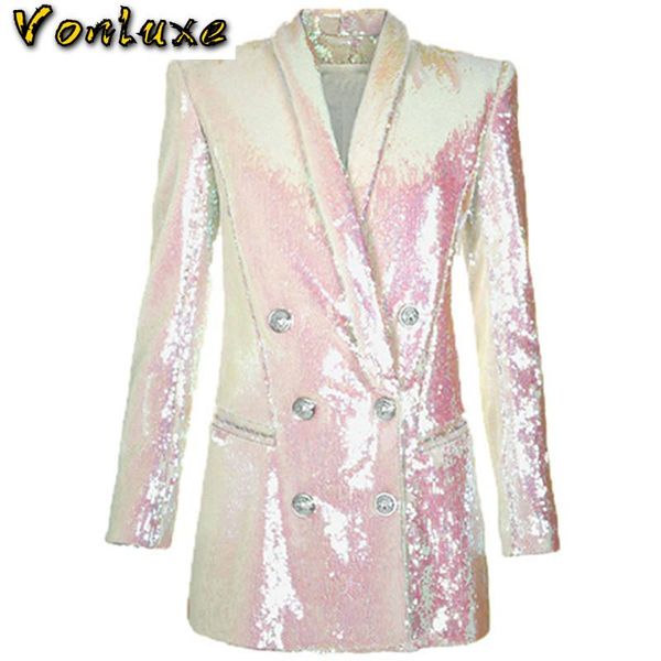 women's suits & blazers women sleeve sequin blazer runway designer double breasted elegant fashion notched collar long jacket blaser fe, White;black
women's suits & blazers women sleeve sequin blazer runway designer double breasted elegant fashion notched collar long jacket blaser fe, White;black