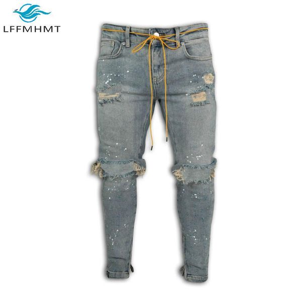 men american style fashion slim fit vintage jeans male casual rip hole paint denim pants youth cargo hip-hop streetwear trousers, Blue
men american style fashion slim fit vintage jeans male casual rip hole paint denim pants youth cargo hip-hop streetwear trousers, Blue