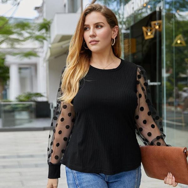 women's blouses & shirts 2021 autumn long sleeve blouse women o neck polka dot mesh see through elegant plus size ladies, White
women's blouses & shirts 2021 autumn long sleeve blouse women o neck polka dot mesh see through elegant plus size ladies, White