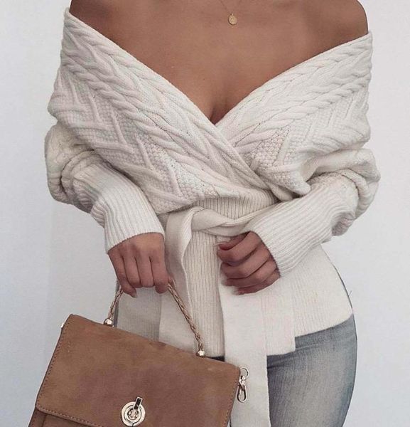 women's sweaters belt knitted backless women autumn winter casual basic sweater long sleeve v neck solid female, White;black
women's sweaters belt knitted backless women autumn winter casual basic sweater long sleeve v neck solid female, White;black