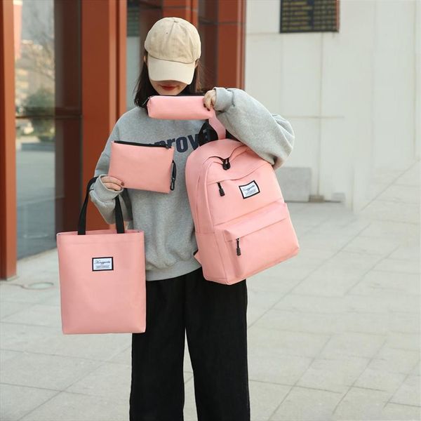 4pcs set nylon backpack solid color shoulder bag casual women waterproof backpack teenager girls school bag bagpack backbag
4pcs set nylon backpack solid color shoulder bag casual women waterproof backpack teenager girls school bag bagpack backbag