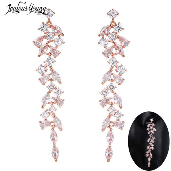 Fashion CZ Zirconia Crystal Leaf Long Drop Earrings for Elegant Women Korean Earring Bridal Wedding Jewelry Accessories, Silver
Fashion CZ Zirconia Crystal Leaf Long Drop Earrings for Elegant Women Korean Earring Bridal Wedding Jewelry Accessories, Silver