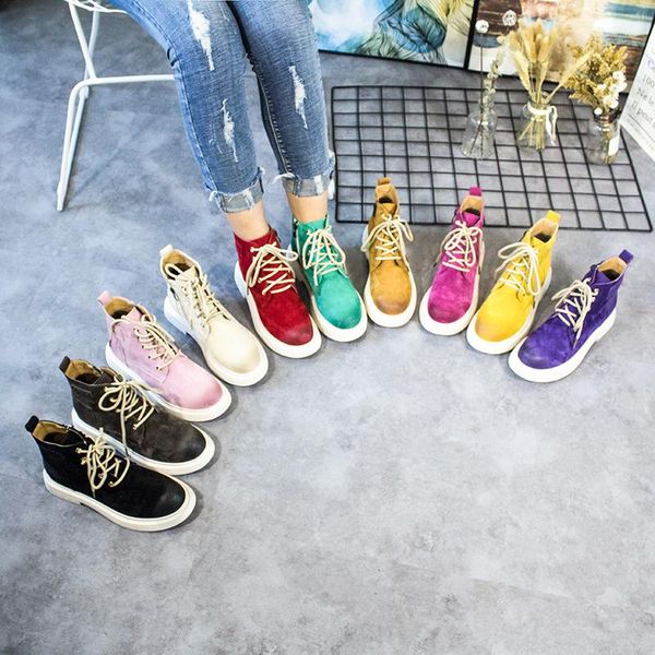 spring frosted pig split leather boots female casual boots fashion preppy style women's shoes round toe 10 candy colors, Black
spring frosted pig split leather boots female casual boots fashion preppy style women's shoes round toe 10 candy colors, Black