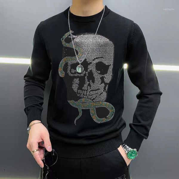 autumn and winter new men's sweater drill personality skull fashion casual pullover o-neck long-sleeved warm slim, White;black
autumn and winter new men's sweater drill personality skull fashion casual pullover o-neck long-sleeved warm slim, White;black