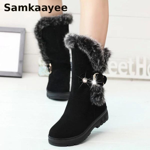 size 36-41 womens boots winter female snow botas flock mid-calf slip-on suede buckle round toe ladies warm shoes y46, Black
size 36-41 womens boots winter female snow botas flock mid-calf slip-on suede buckle round toe ladies warm shoes y46, Black