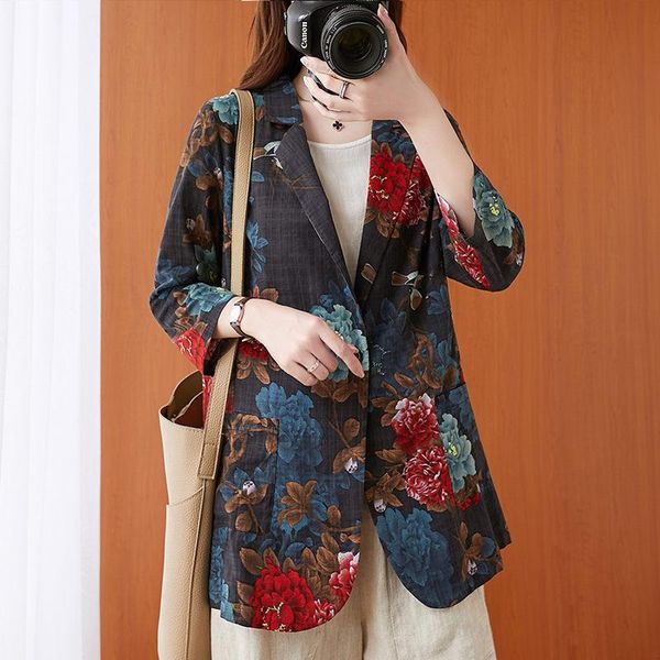 plus size women's retro printed cotton and linen suit 2021 spring summerslim casual 3/4 sleeve short floral shirt jacket y1267, White;black
plus size women's retro printed cotton and linen suit 2021 spring summerslim casual 3/4 sleeve short floral shirt jacket y1267, White;black