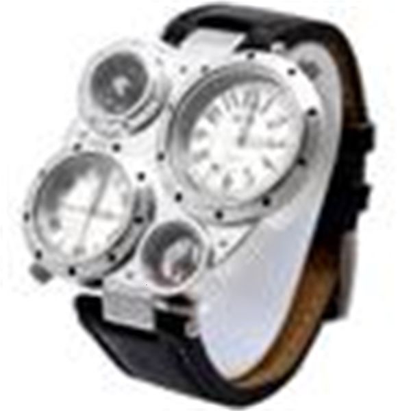 big men's fashion sport wrist watch quartz analog black leather band watches modern big steel face dual core time zones compass thermom, Silver
big men's fashion sport wrist watch quartz analog black leather band watches modern big steel face dual core time zones compass thermom, Silver
