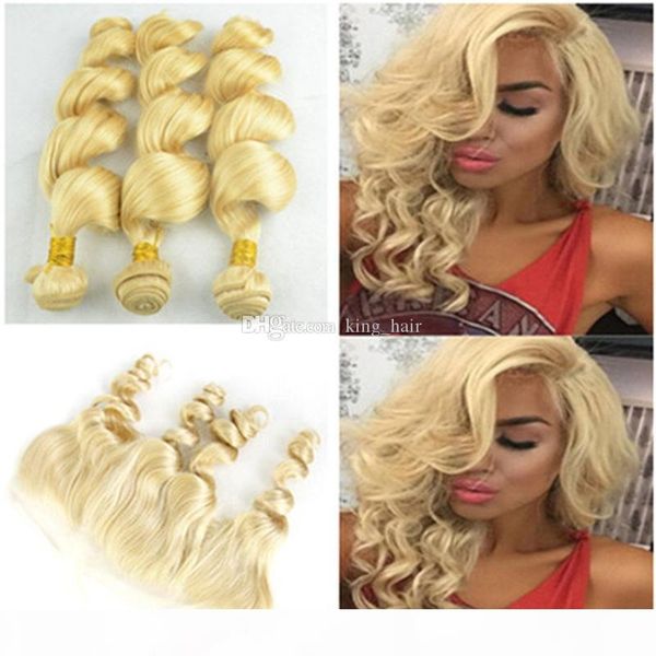 blonde 613 loose wave human hair bundles with lace frontal ear to ear frontal with blonde hair extension weft 4pcs lot, Black
blonde 613 loose wave human hair bundles with lace frontal ear to ear frontal with blonde hair extension weft 4pcs lot, Black