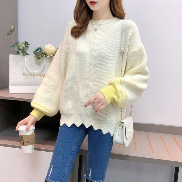 new japanese knitted women's sweater with loose pullover and versatile bottom knitted sweater for women's thick1, White;black
new japanese knitted women's sweater with loose pullover and versatile bottom knitted sweater for women's thick1, White;black