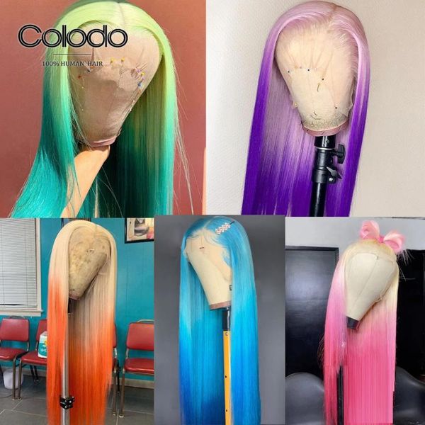 colodo glueless green blue wig purple straight hair wig pre plucked orange pink ombre lace front human hair wigs for black women, Black;brown
colodo glueless green blue wig purple straight hair wig pre plucked orange pink ombre lace front human hair wigs for black women, Black;brown