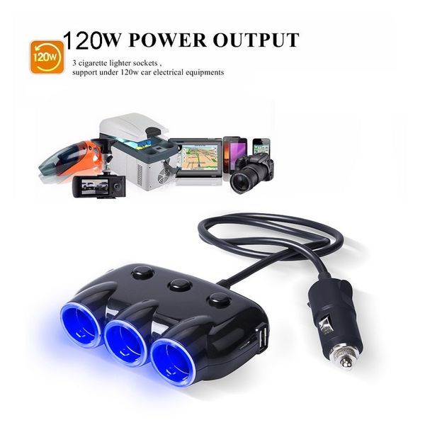 universal 12v/24v 120w black auto car usb car cigarette lighter adapter socket splitter converter car charger with blue led
universal 12v/24v 120w black auto car usb car cigarette lighter adapter socket splitter converter car charger with blue led
