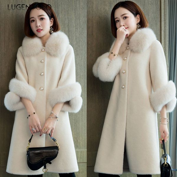 lugentolo faux fur long coat autumn winter solid loose imitation fox fur collar cashmere granules single breasted faux fur coat c1008, Black
lugentolo faux fur long coat autumn winter solid loose imitation fox fur collar cashmere granules single breasted faux fur coat c1008, Black