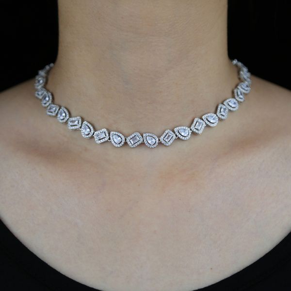 iced out cz chocker hip hop necklace with tear drop square baguette cubic zircon charm necklace for women wedding jewelry, Silver
iced out cz chocker hip hop necklace with tear drop square baguette cubic zircon charm necklace for women wedding jewelry, Silver