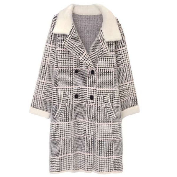 mink sweater cardigan medium long new autumn and winter heavy loose knit check double-sided coat, Black
mink sweater cardigan medium long new autumn and winter heavy loose knit check double-sided coat, Black