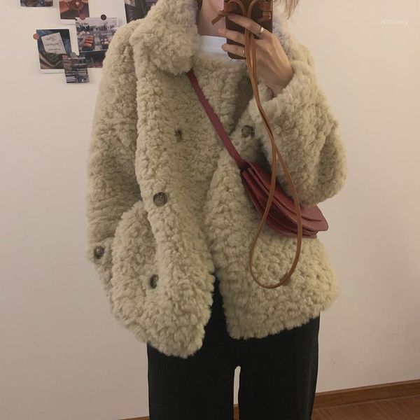 alien kitty solid lambswool warm outerwear women 2020 new double breasted casual street loose winter coat plush jackets 1, Black;brown
alien kitty solid lambswool warm outerwear women 2020 new double breasted casual street loose winter coat plush jackets 1, Black;brown