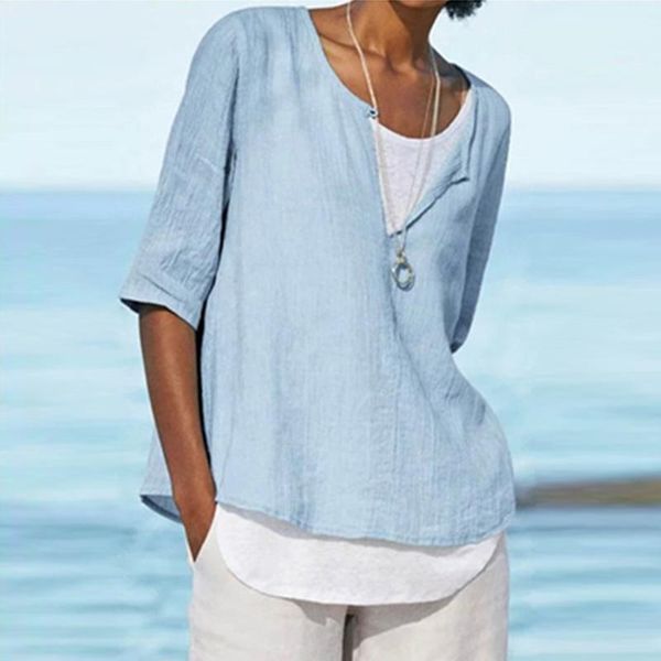 blouse women casual loose linen o-neck solid shirt tunic blouse chemise femme plus size women blouses camisas mujer, White
blouse women casual loose linen o-neck solid shirt tunic blouse chemise femme plus size women blouses camisas mujer, White