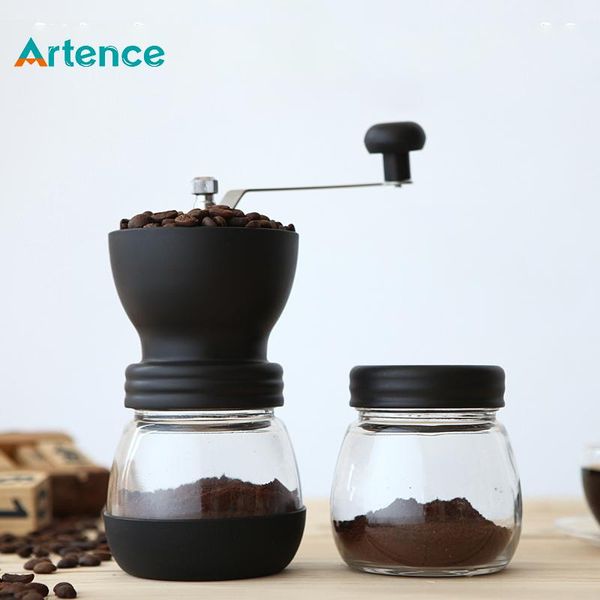 ceramic millstone manual coffee grinder for home office with 2 glass sealed pots portable coffee mill tool easy cleaning
ceramic millstone manual coffee grinder for home office with 2 glass sealed pots portable coffee mill tool easy cleaning