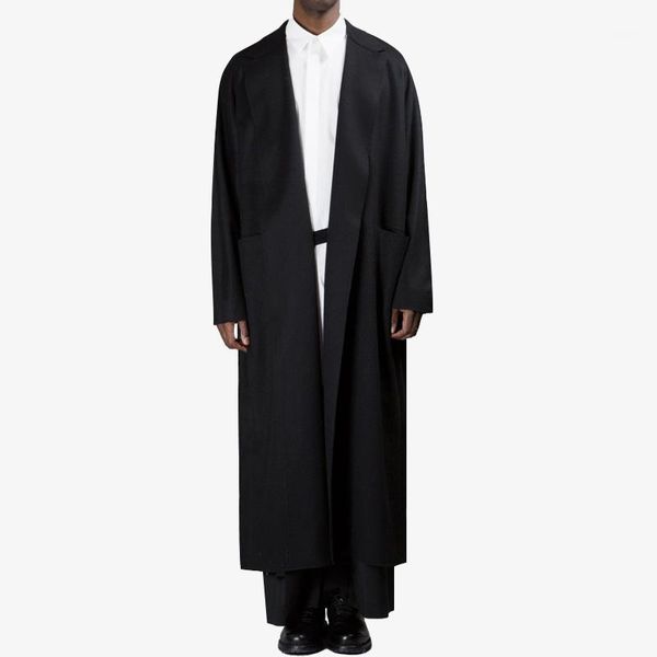 black simple falling shoulder loose fringed extra long profile autumn/winter woolen coat1
black simple falling shoulder loose fringed extra long profile autumn/winter woolen coat1