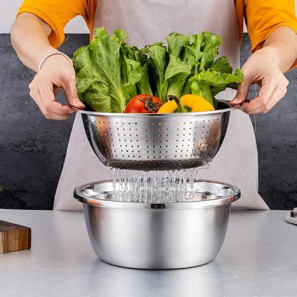 3pcs stainless steel kitchen colanders 3 in 1 fruit vegetable julienne strainer bowl set sink drain basin basket for fruits vegetables
3pcs stainless steel kitchen colanders 3 in 1 fruit vegetable julienne strainer bowl set sink drain basin basket for fruits vegetables