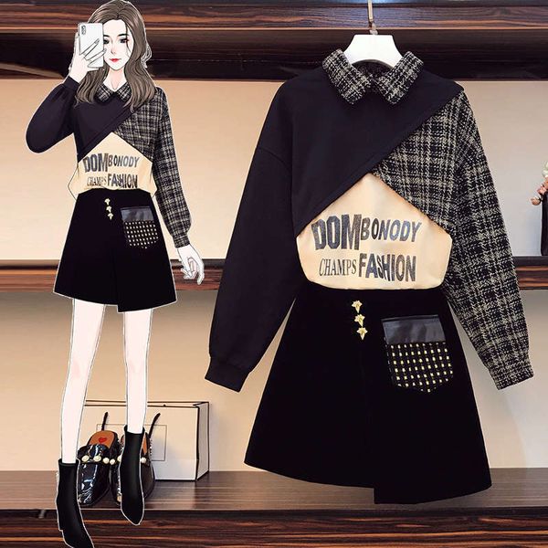 large size women's clothing autumn winter 2020 new fat sister's sweater suit skirt covering meat and showing thin style, Black
large size women's clothing autumn winter 2020 new fat sister's sweater suit skirt covering meat and showing thin style, Black