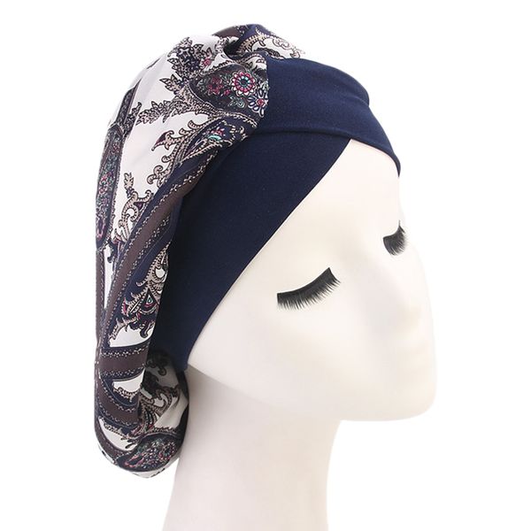home imitated silk fabric women turban hat elastic wide band floral printed casual sleeping bonnet forehead crossed salon, Blue;gray
home imitated silk fabric women turban hat elastic wide band floral printed casual sleeping bonnet forehead crossed salon, Blue;gray