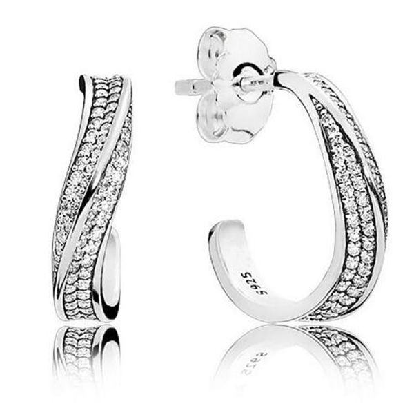 925 sterling silver pandora earring elegant waves earrings studs with crystal for women wedding gift pandora jewelry, Golden;silver
925 sterling silver pandora earring elegant waves earrings studs with crystal for women wedding gift pandora jewelry, Golden;silver