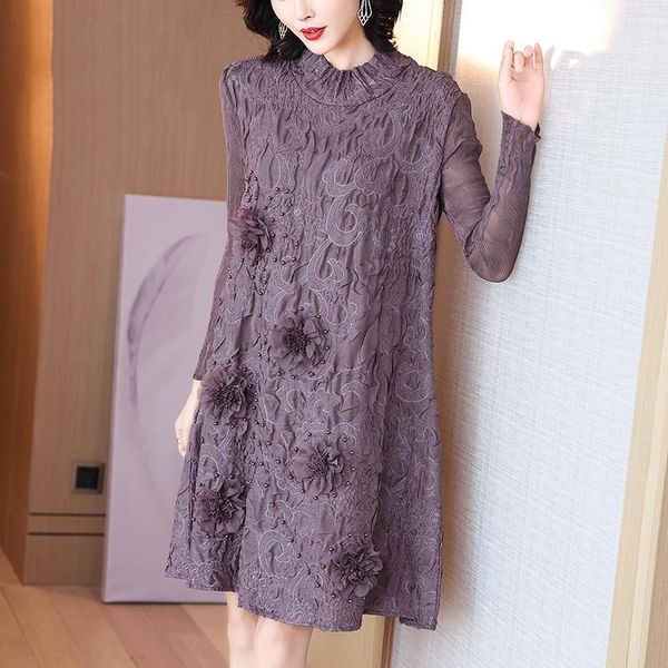 dress women plus size autumn 2021 new long sleeve miyake pleated embroidered loose a-line dress for women 45-75kg, Black;gray
dress women plus size autumn 2021 new long sleeve miyake pleated embroidered loose a-line dress for women 45-75kg, Black;gray