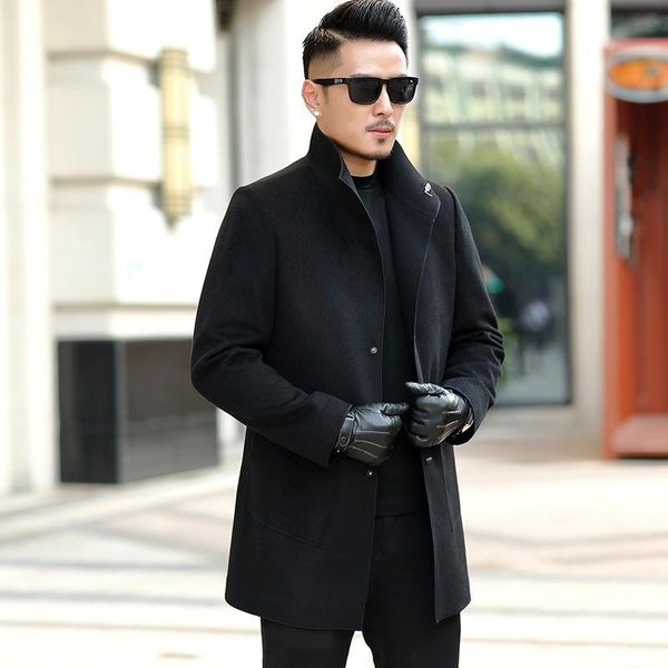 men's wool & blends winter 2021 stand collar solid color medium long woolen coat wear korean version of overcoat 8777, Black
men's wool & blends winter 2021 stand collar solid color medium long woolen coat wear korean version of overcoat 8777, Black