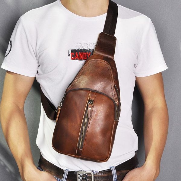 men real leather casual fashion 8" tablet crossbody triangle chest sling bag design travel one shoulder bag daypack male 153-d
men real leather casual fashion 8" tablet crossbody triangle chest sling bag design travel one shoulder bag daypack male 153-d